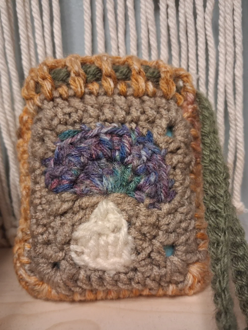 Crochet Mushroom Drawstring Pouch | Mini Earbud Bag | Handmade Cottagecore